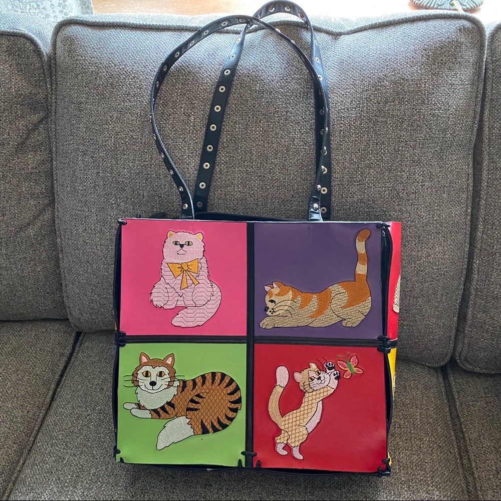 Braciano multicolored cat print tote